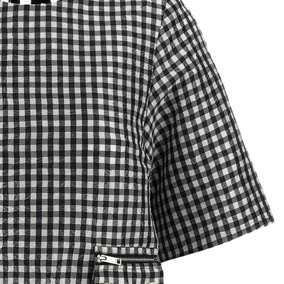 Ganni Crinkled Check Mini Dress