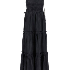 Ganni Black Smock Tie Dress