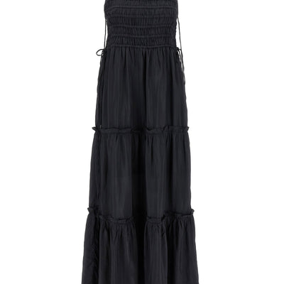 Ganni Black Smock Tie Dress