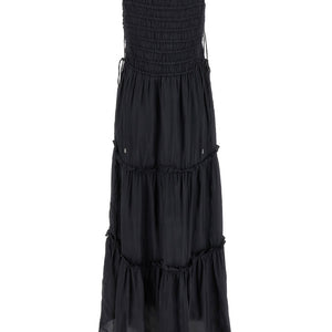Ganni Black Smock Tie Dress