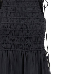 Ganni Black Smock Tie Dress