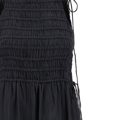 Ganni Black Smock Tie Dress