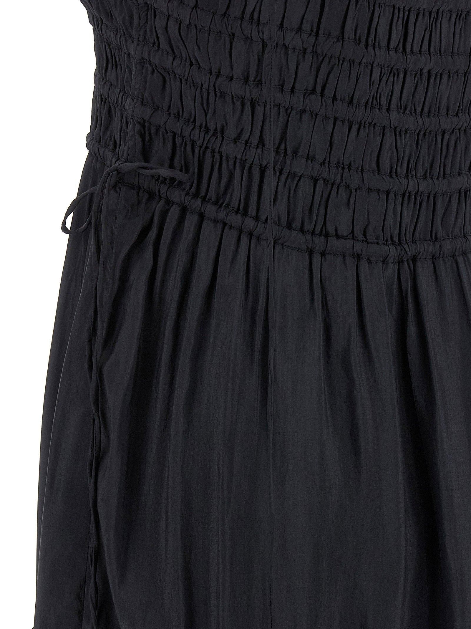 Ganni Black Smock Tie Dress