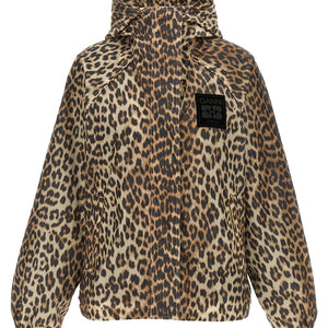 Ganni Leopard Print Nylon Windbreaker