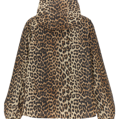 Ganni Leopard Print Nylon Windbreaker