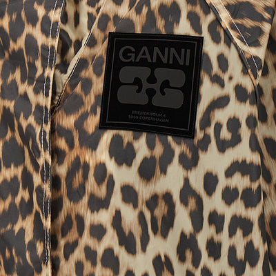 Ganni Leopard Print Nylon Windbreaker