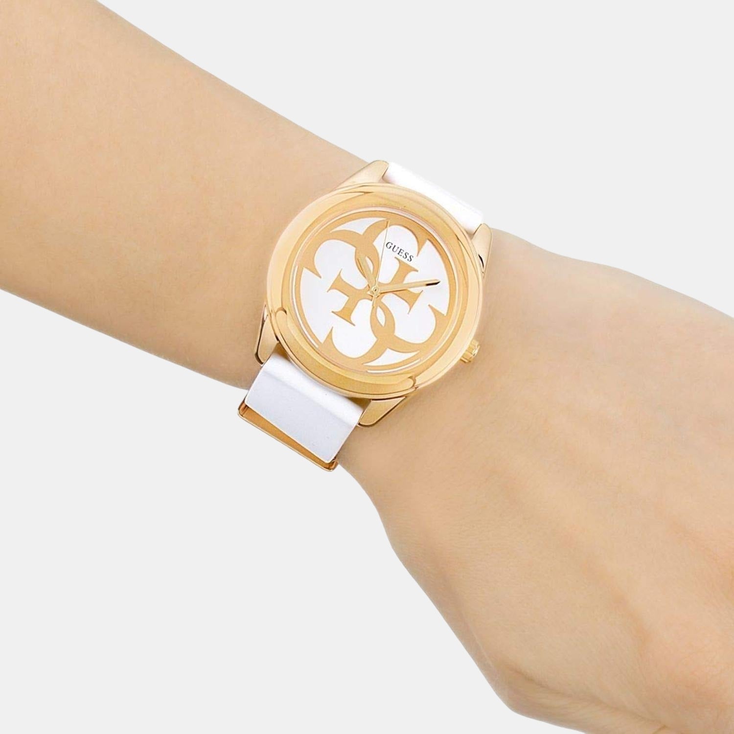 G twist Women Quartz White Dial Analog Silicone Watch W0911L5