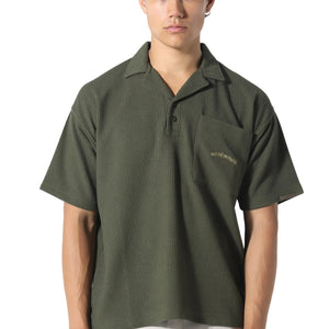 Pas De Monaco Waffle Khaki Polo Shirt