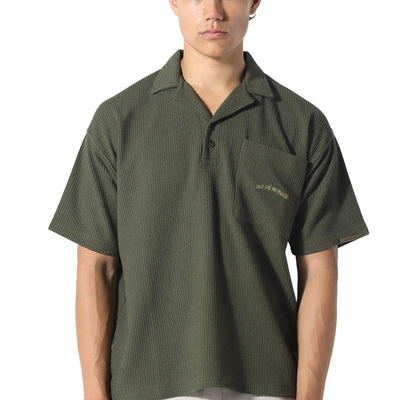 Pas De Monaco Waffle Khaki Polo Shirt