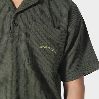 Pas De Monaco Waffle Khaki Polo Shirt