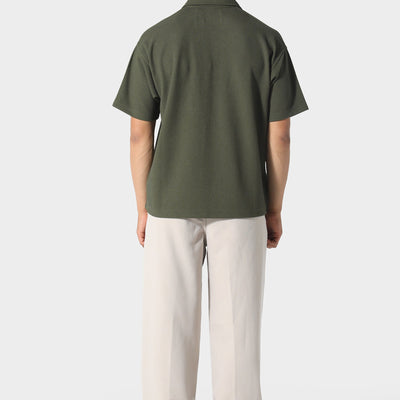 Pas De Monaco Waffle Khaki Polo Shirt