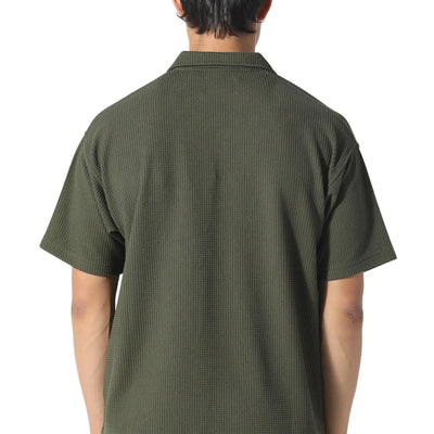 Pas De Monaco Waffle Khaki Polo Shirt