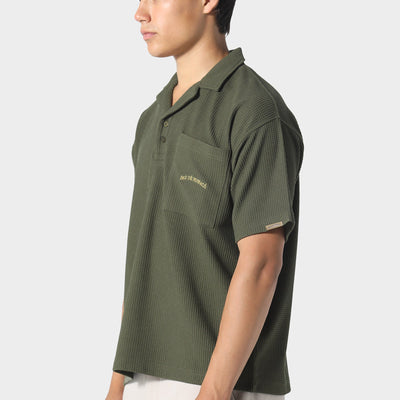 Pas De Monaco Waffle Khaki Polo Shirt