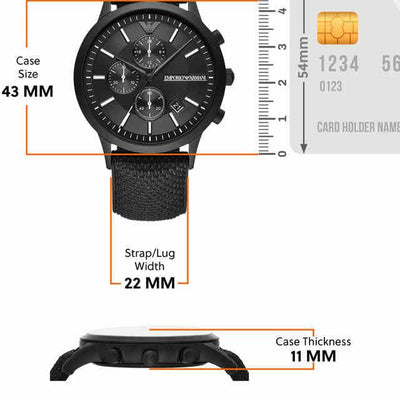 Emporio Armani Renato Black Dial Men 43mm