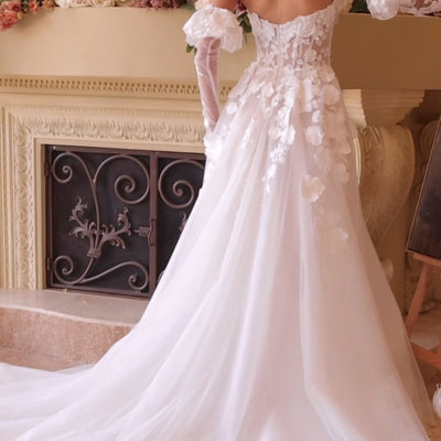 3D Floral Strapless Glove Bridal Gown by Ladivine WL017 - Outlet