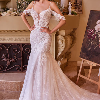 Fitted Cold Shoulder Bridal Gown by Ladivine WL051