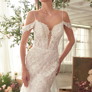 Fitted Cold Shoulder Bridal Gown by Ladivine WL051