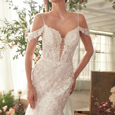Fitted Cold Shoulder Bridal Gown by Ladivine WL051
