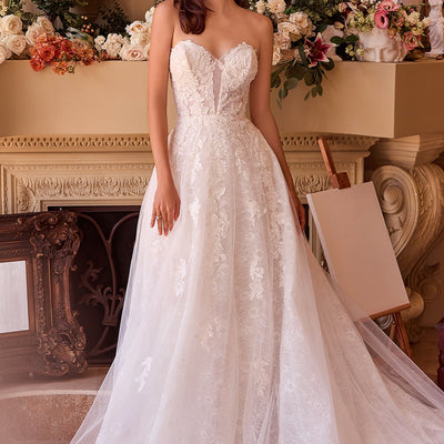 Applique Strapless A-line Bridal Gown by Ladivine WL052