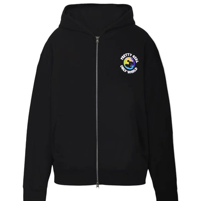 Pretty Girl Ugly World Zip Black Hoodie
