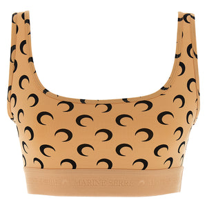 Marine Serre Moon Printed Jersey Cropped Top
