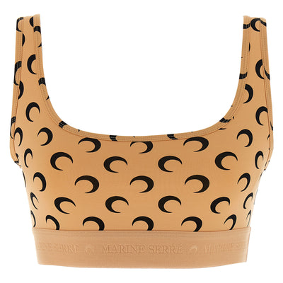 Marine Serre Moon Printed Jersey Cropped Top
