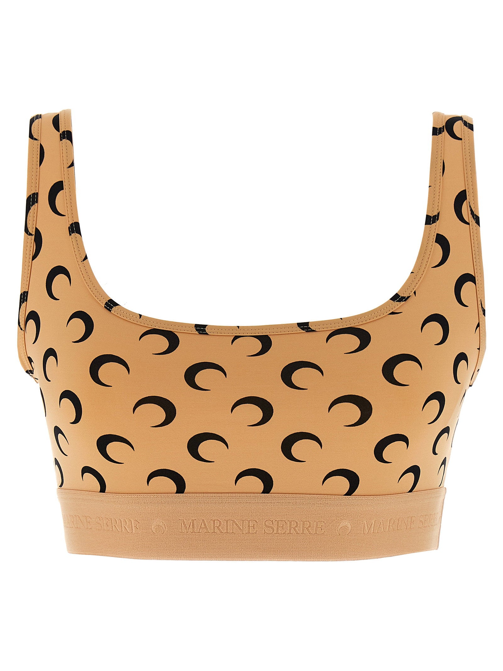 Marine Serre Moon Printed Jersey Cropped Top