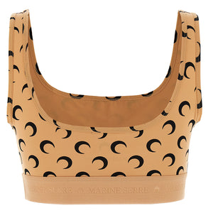 Marine Serre Moon Printed Jersey Cropped Top