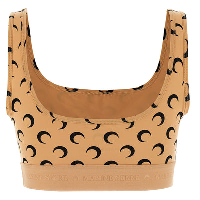 Marine Serre Moon Printed Jersey Cropped Top