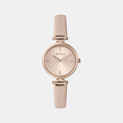 Furla New Pin Women Quartz Rose Gold Dial Analog Leather Watch WW00018004L3