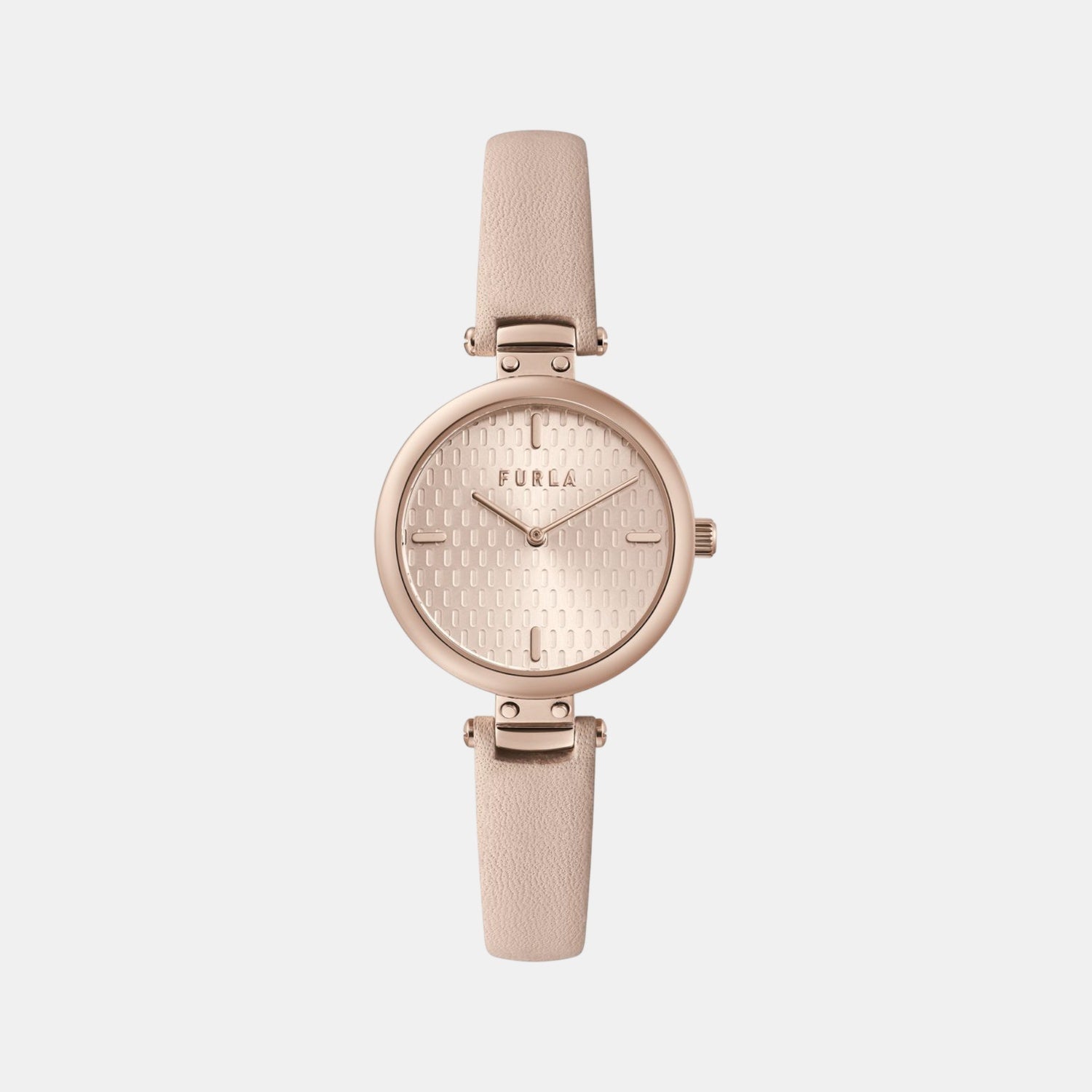 Furla New Pin Women Quartz Rose Gold Dial Analog Leather Watch WW00018004L3