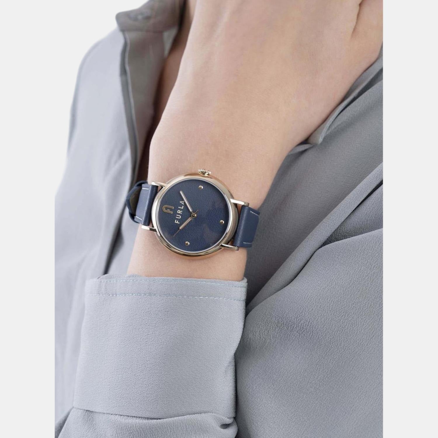 Furla Heritage Women Quartz Blue Dial Analog Leather Watch WW00023012L2