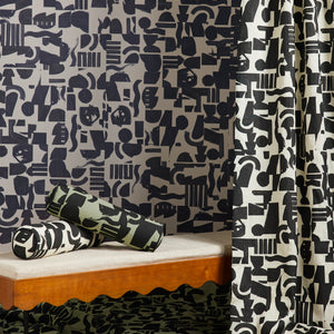 Organic Shapes Linen Bolster Pillow by Sarah Sherman Samuel