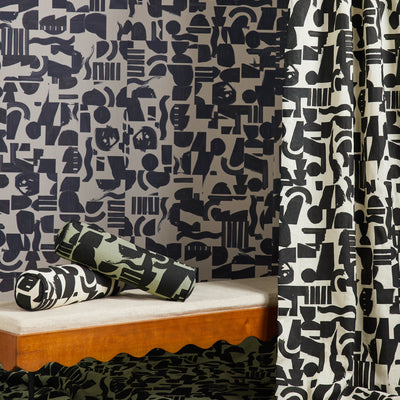 Organic Shapes Linen Bolster Pillow by Sarah Sherman Samuel