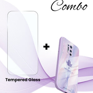 OnePlus (2 in 1 Combo) - Watercolor Mapple Leaf Glass Case + Tempered Glass