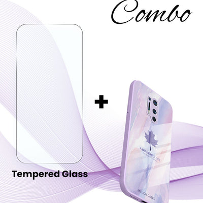 OnePlus (2 in 1 Combo) - Watercolor Mapple Leaf Glass Case + Tempered Glass