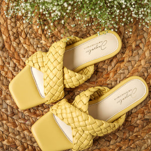 Blazing Yellow Braided Flats