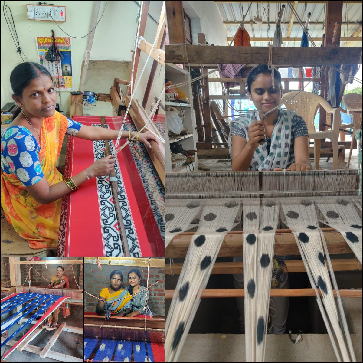 Brown - Pochampally Ikat Weave Handloom Cotton Saree