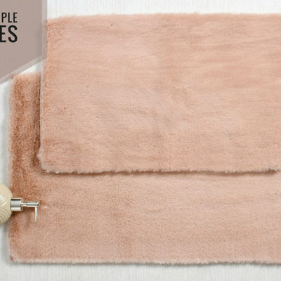 Luxury Bathroom Rug Mats, super soft anti slip bath mats, super absorbent bathroom rug -  Rabbit fur, Light tones