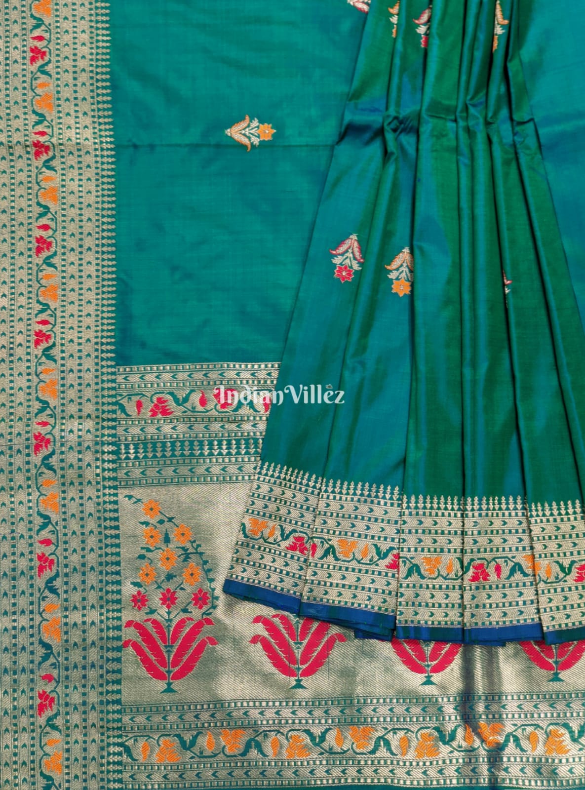 Sea Green Banarasi Handloom Katan Silk Saree
