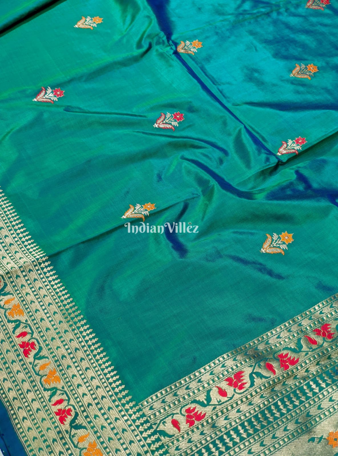 Sea Green Banarasi Handloom Katan Silk Saree