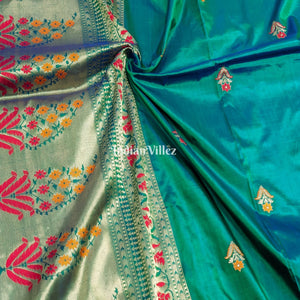 Sea Green Banarasi Handloom Katan Silk Saree