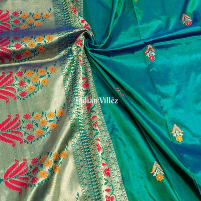 Sea Green Banarasi Handloom Katan Silk Saree