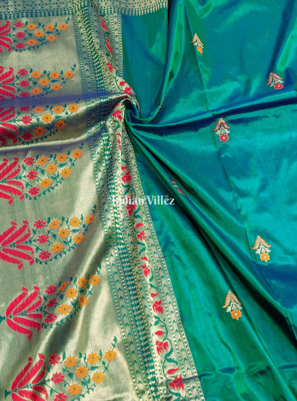 Sea Green Banarasi Handloom Katan Silk Saree