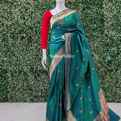 Sea Green Banarasi Handloom Katan Silk Saree
