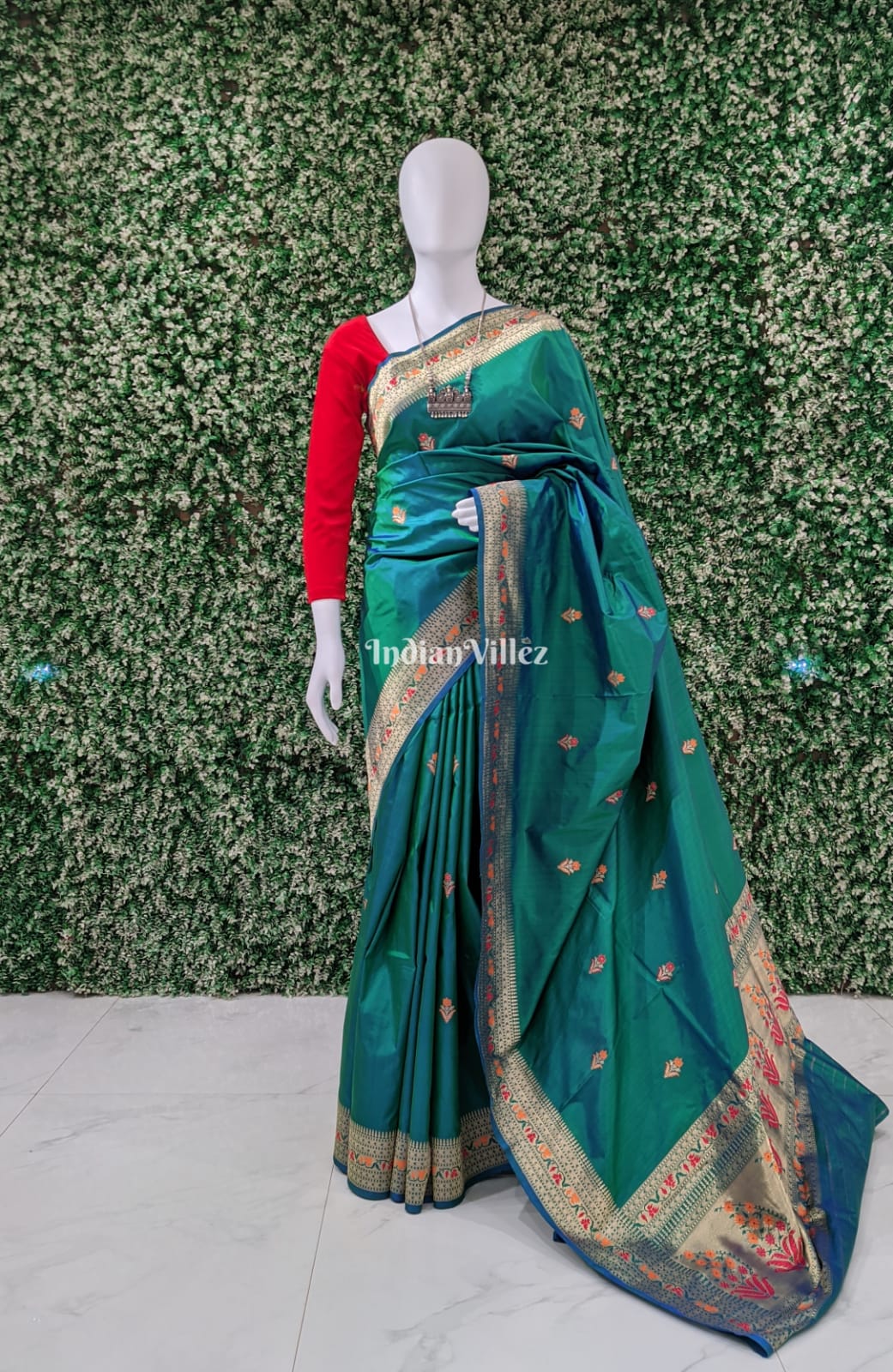 Sea Green Banarasi Handloom Katan Silk Saree
