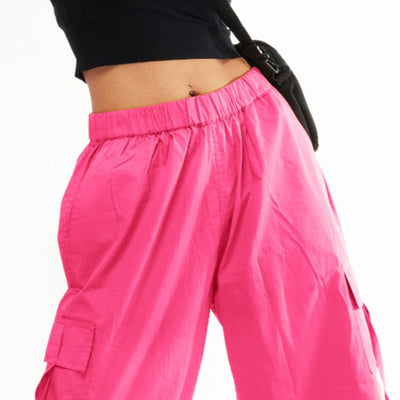 Unisex Pink Cargo Parachute Pants
