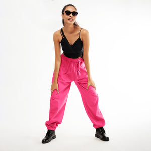 Unisex Pink Cargo Parachute Pants