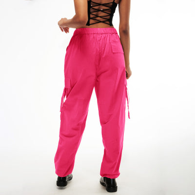 Unisex Pink Cargo Parachute Pants
