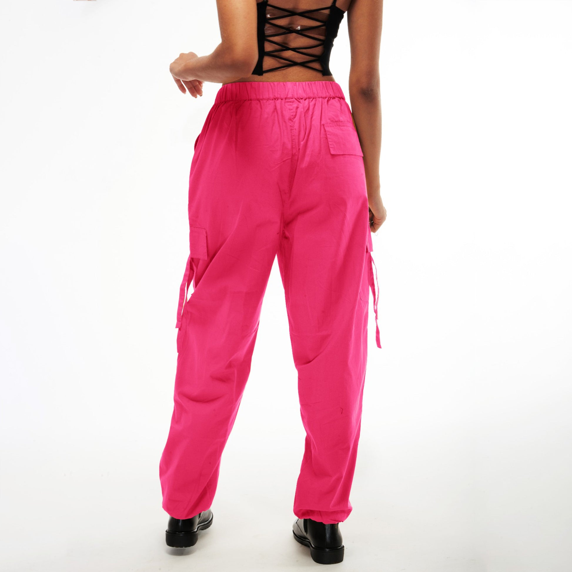 Unisex Pink Cargo Parachute Pants